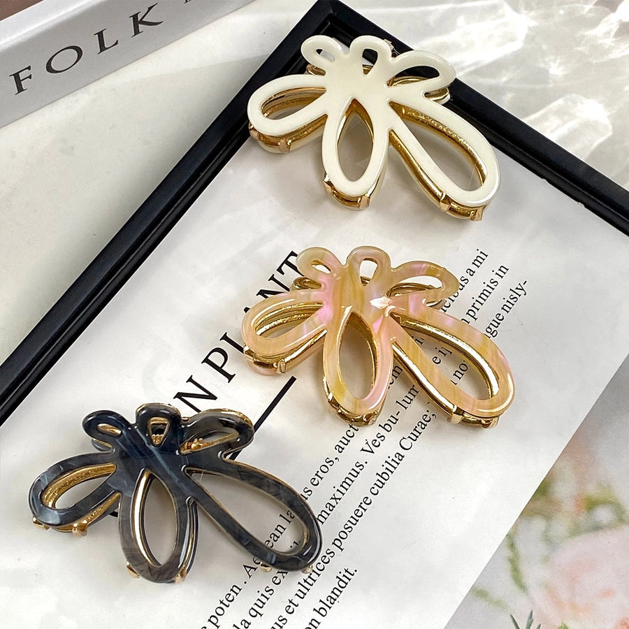 Women's Elegant Romantic Sweet Flower Acetic acid sheets Hollow Out Hair Claws