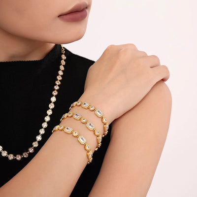 Elegant Luxurious Geometric 304 Stainless Steel 18K Gold Plated Zircon  Bracelets In Bulk