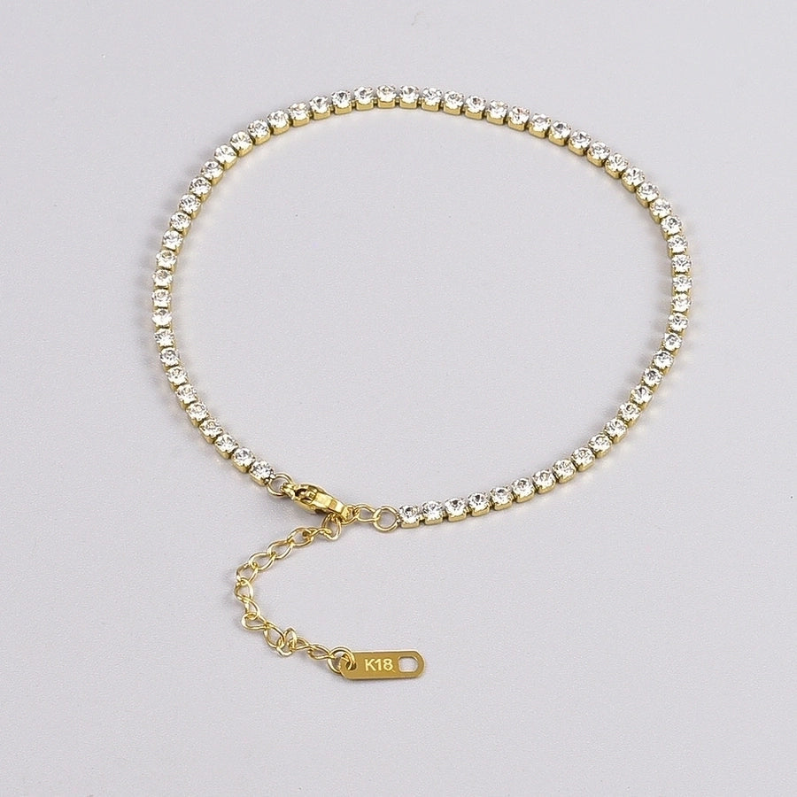 Sweet Simple Style Solid Color Titanium Steel 18K Gold Plated Rhinestones Bracelets In Bulk