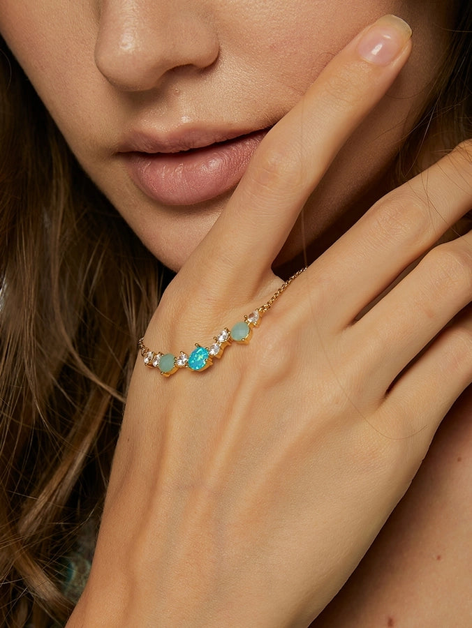 Copper Brass 18K Gold Plated Inlay Tortoise Geometric Animal Artificial Gemstones Zircon Necklace