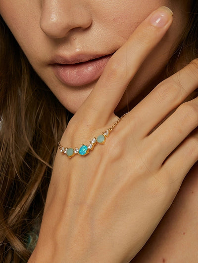 Copper Brass 18K Gold Plated Inlay Tortoise Geometric Animal Artificial Gemstones Zircon Necklace