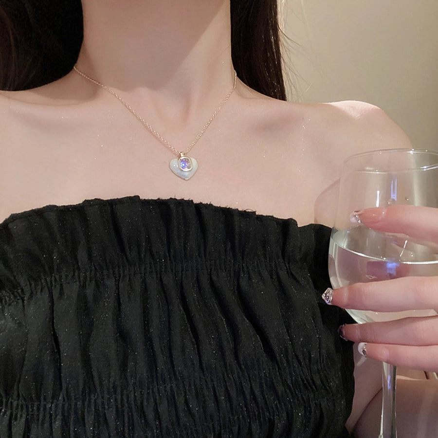 Copper Enamel Heart Shape Pendant Necklace