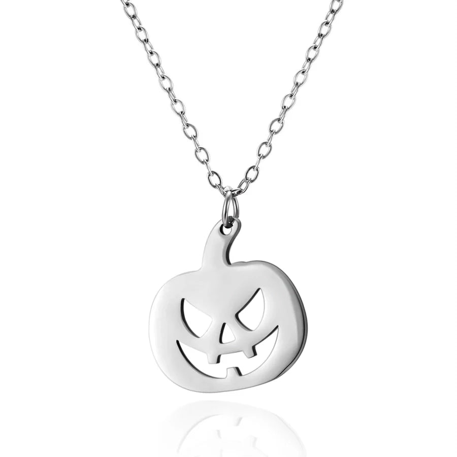 Jewelry Funny Pumpkin ghost Spider 201 Stainless Steel Asymmetrical Hollow Out Pendant Necklace