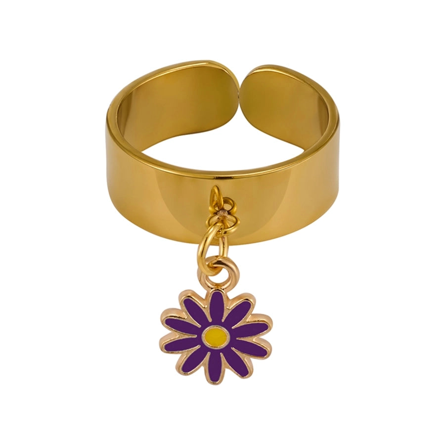 Jewelry Elegant Retro Solid Color 304 Stainless Steel Enamel Open Rings