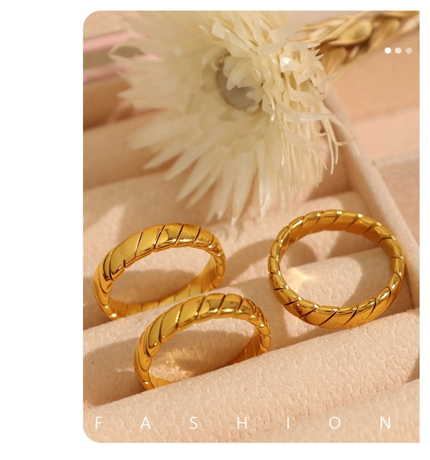 Jewelry Elegant Round 304 Stainless Steel 18K Gold Plated Polishing Plating Rings