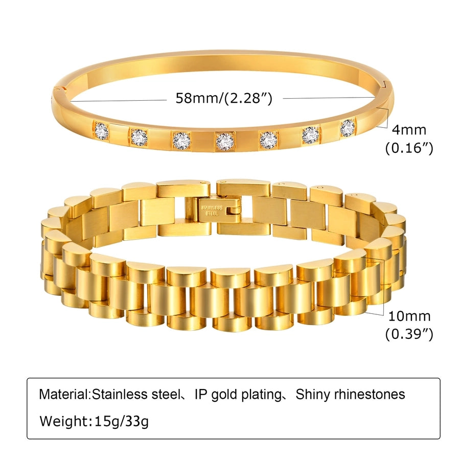 IG Style French Style Classic Style Devil's Eye 304 Stainless Steel 18K Gold Plated Zircon Bracelets Bangle In Bulk