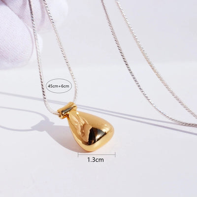 Brass 24K Gold Plated Plating Color Block Water Droplets Brass Necklace