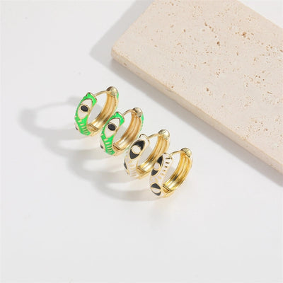 1 Pair Elegant Simple Style Commute Devil's Eye Enamel Copper 14K Gold Plated Earrings
