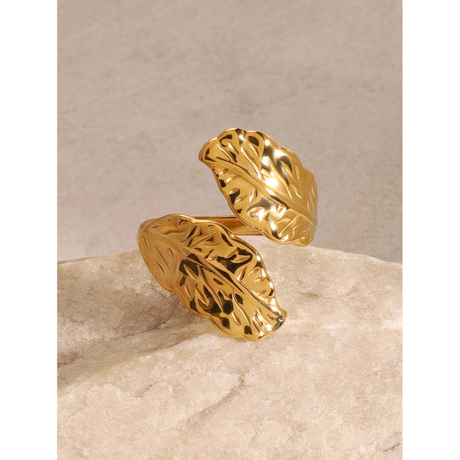 Jewelry Simple Style Classic Style Leaves 304 Stainless Steel Open Rings