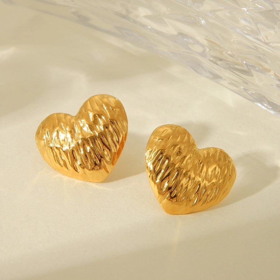 1 Piece IG Style Heart Shape Plating 304 Stainless Steel 18K Gold Plated Ear Studs
