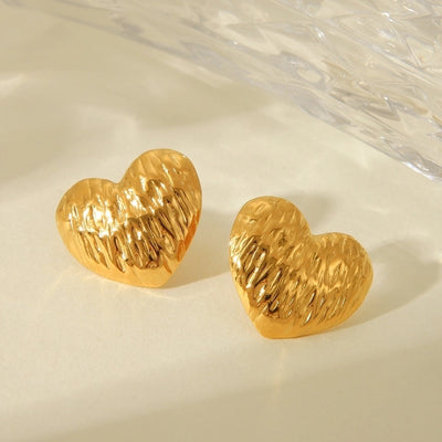 1 Piece IG Style Heart Shape Plating 304 Stainless Steel 18K Gold Plated Ear Studs