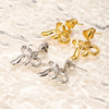 1 Pair Elegant Bow Knot 304 Stainless Steel 18K Gold Plated Drop Earrings
