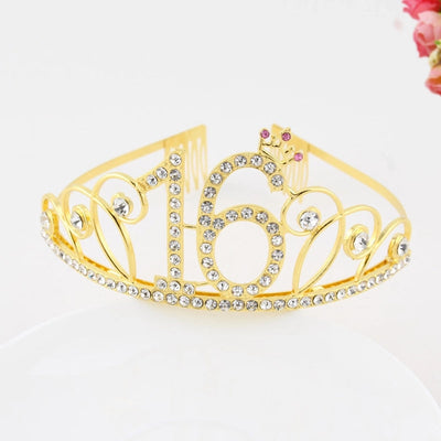 New Birthday Crown  60 Digital Birthday Headband Bridal Banquet Rhinestone Hair Accessories Alloy Headband Women