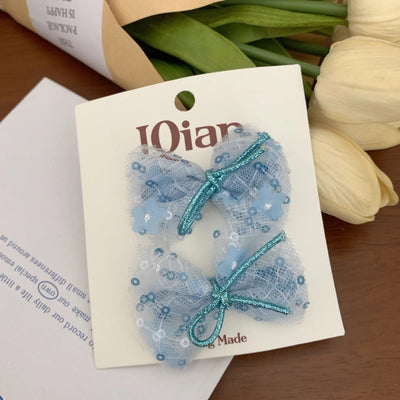 Women's Cute Sweet Korean Style Bow Knot Gauze Sequins Handmade Lace Hair Clip Hair Tie