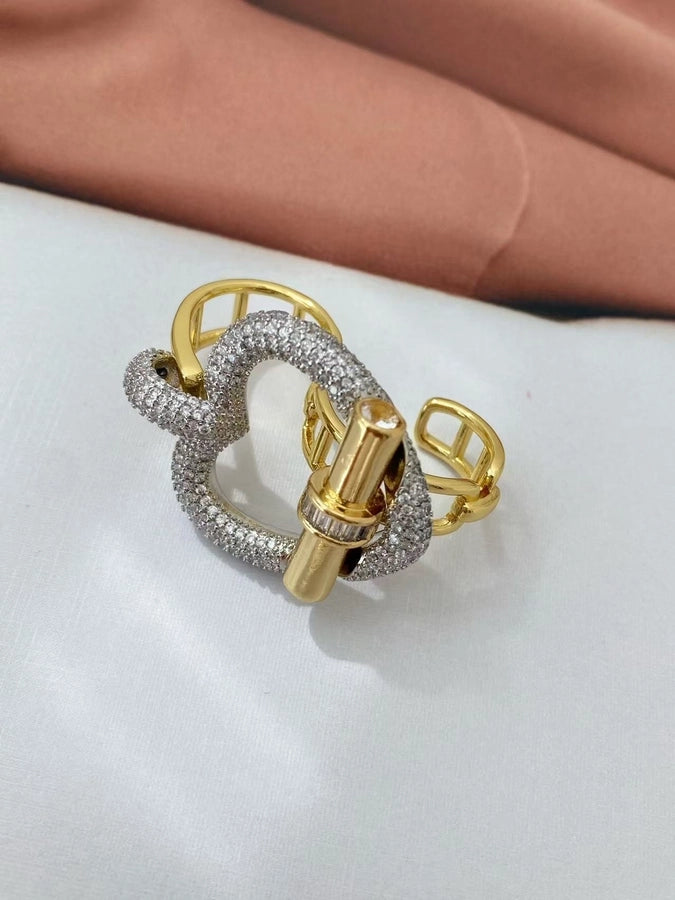 Jewelry Casual Elegant Lady Heart Shape Copper Zircon Inlay Jewelry Set