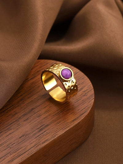 Jewelry Elegant Geometric 304 Stainless Steel Turquoise Open Rings