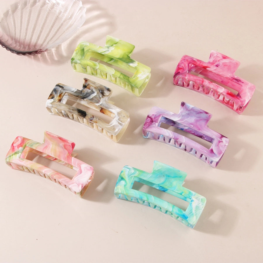 New Arrival Marble Color Rectangular Grip High-Grade Sense Niche Updo Imitation Acetic Acid Shark Clip Hair Accessories Headdress