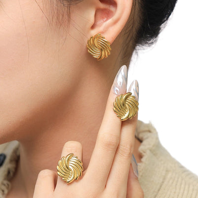 Jewelry Casual Simple Style Classic Style Irregular 304 Stainless Steel 14K Gold Plated Rings Earrings Jewelry Set