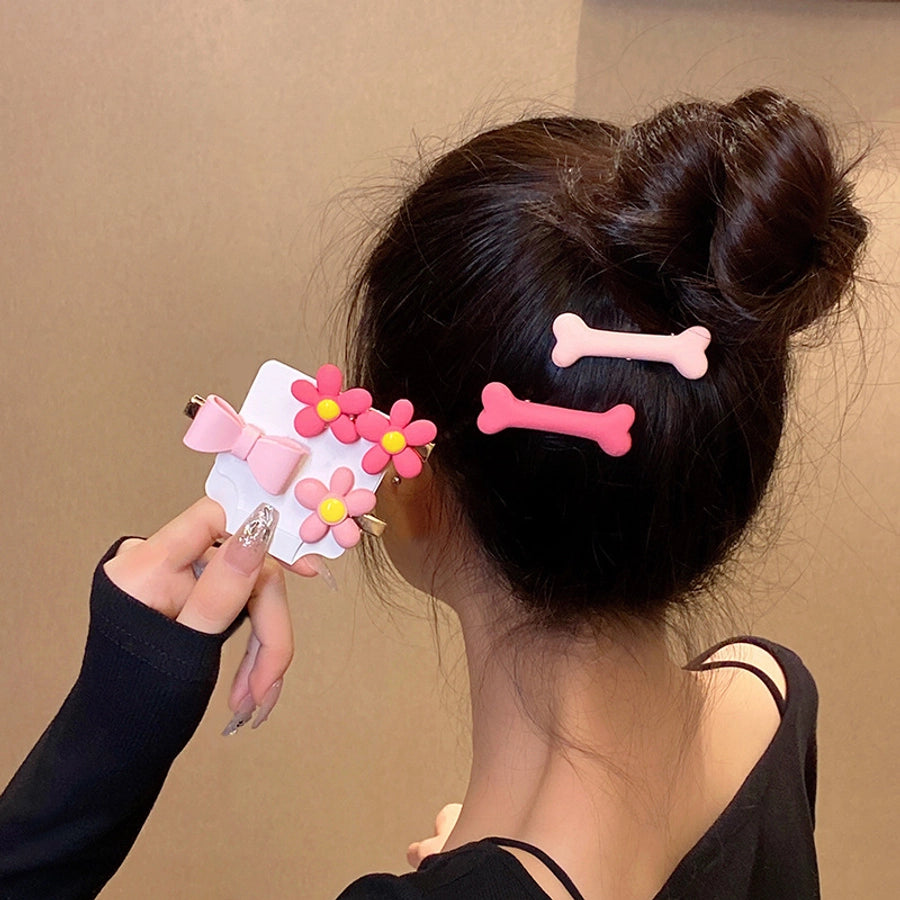 cute heart shape flower resin plating hair clip