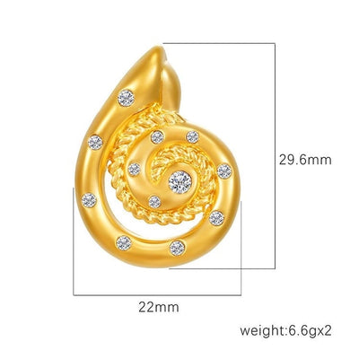1 Pair Retro Marine Style Conch Inlay 304 Stainless Steel Zircon Ear Studs