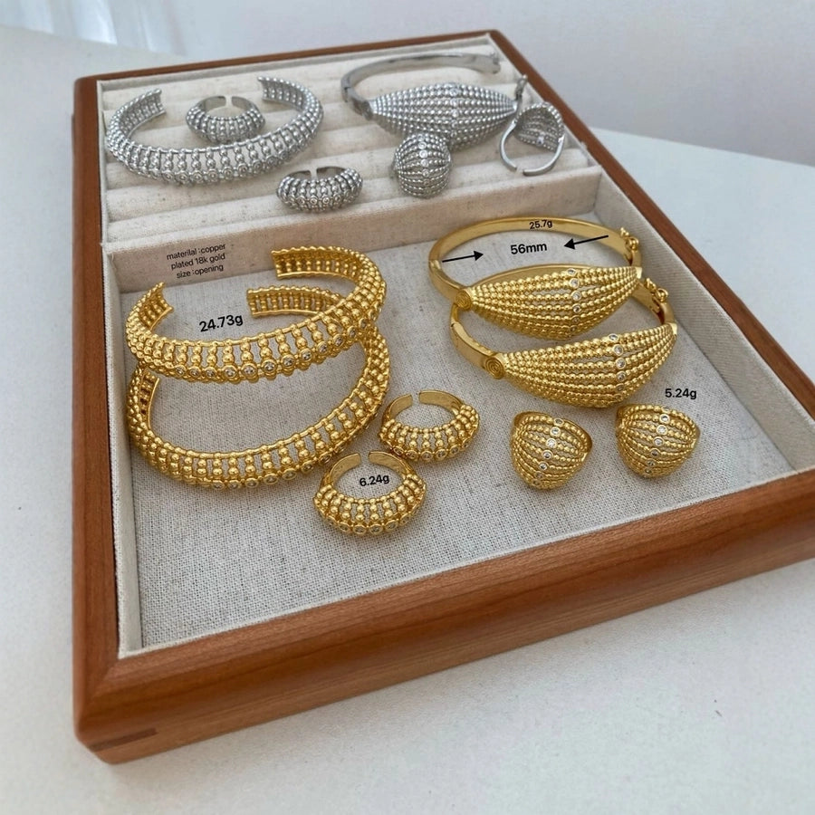 Jewelry Vintage Style Geometric Copper Zircon Plating Rings Bracelets