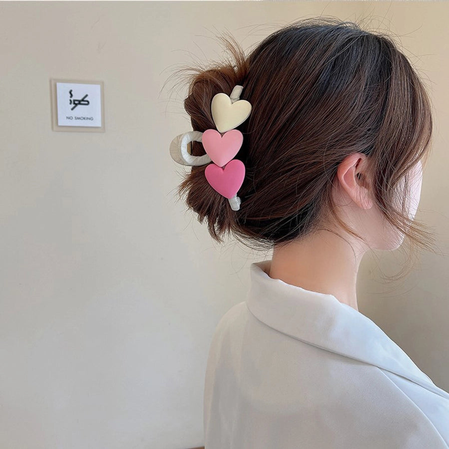 Online celebrity Korean style gradient love back head temperament female hairpin summer simple sweet  shark clip grip