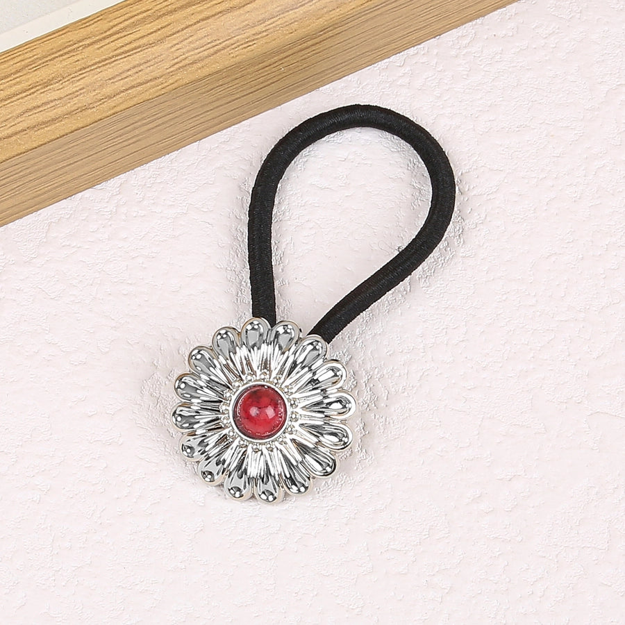 Women's Classical Ethnic Style Classic Style Cross Round Cattle Alloy Polyester Inlay Turquoise Hair Tie