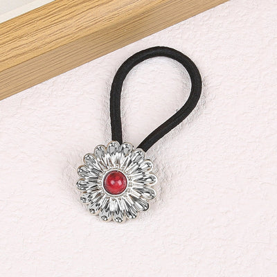 Women's Classical Ethnic Style Classic Style Cross Round Cattle Alloy Polyester Inlay Turquoise Hair Tie