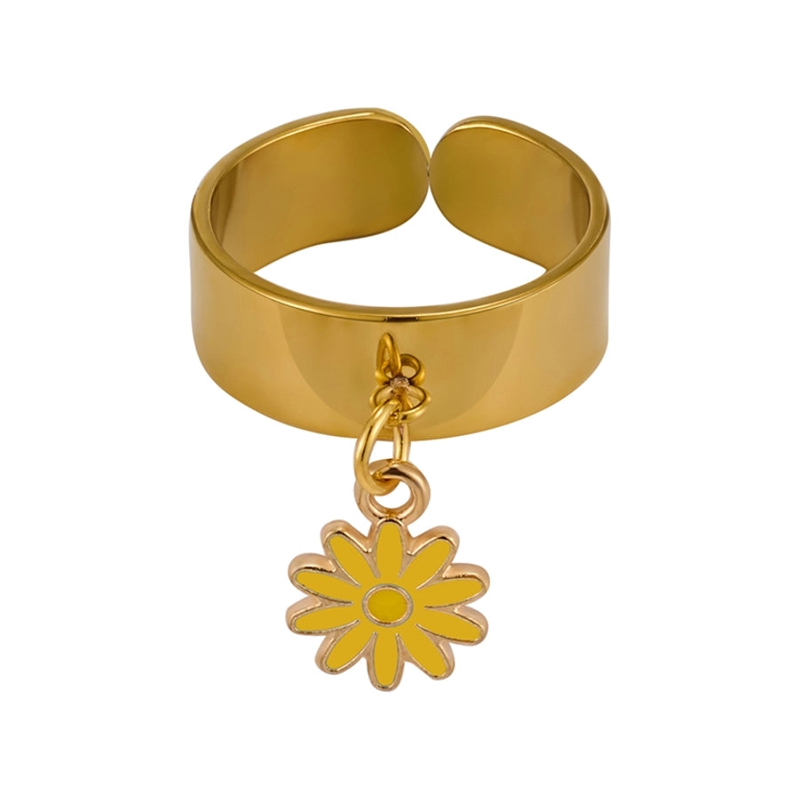 Jewelry Elegant Retro Solid Color 304 Stainless Steel Enamel Open Rings