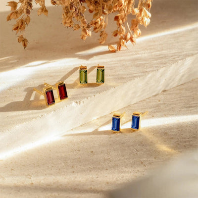 1 Pair Casual Vintage Style Classic Style Square Rectangle 304 Stainless Steel Birthstone Zircon Ear Studs