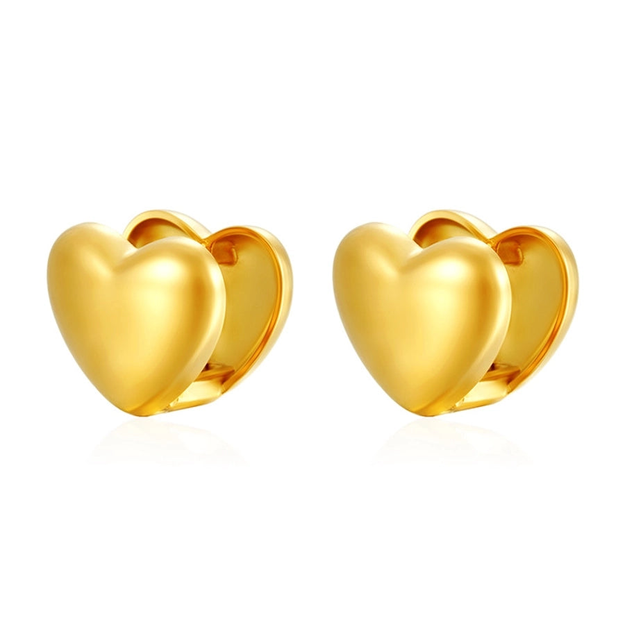 1 Pair IG Style Heart Shape 304 Stainless Steel Earrings