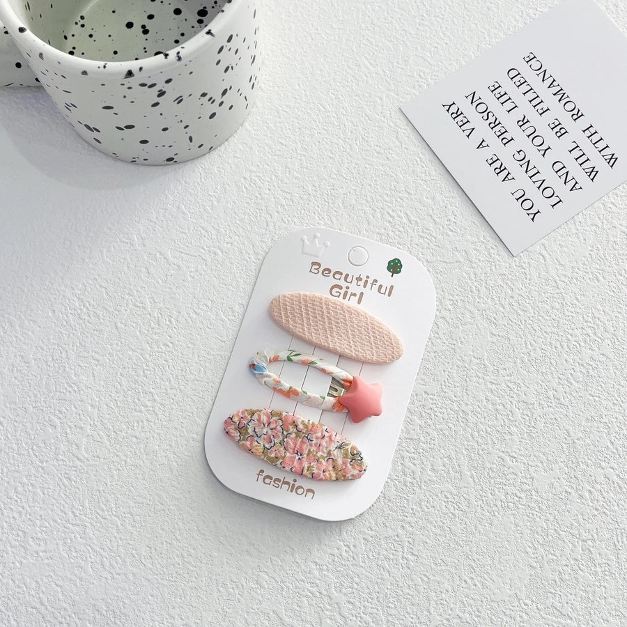 Korean Style Fabric Plaid Baby Girl's Baby Clip Girl's Sweet Suit Side Bangs Clip Children's Star Floral Hair Clip