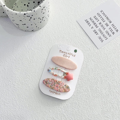 Korean Style Fabric Plaid Baby Girl's Baby Clip Girl's Sweet Suit Side Bangs Clip Children's Star Floral Hair Clip