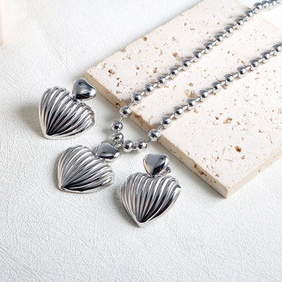Jewelry IG Style Simple Style Commute Heart Shape 304 Stainless Steel Earrings Necklace