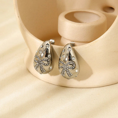 1 Pair Simple Style Commute Bow Knot Plating 304 Stainless Steel Ear Studs