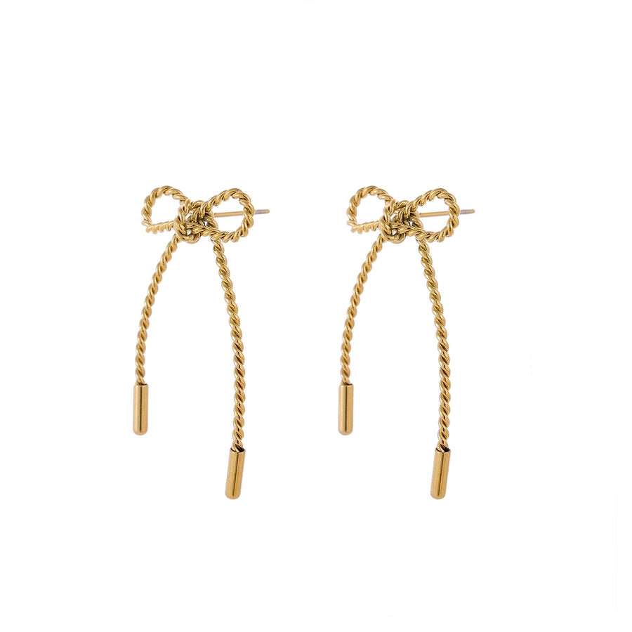 1 Pair Simple Style Bow Knot 304 Stainless Steel 18K Gold Plated Earrings