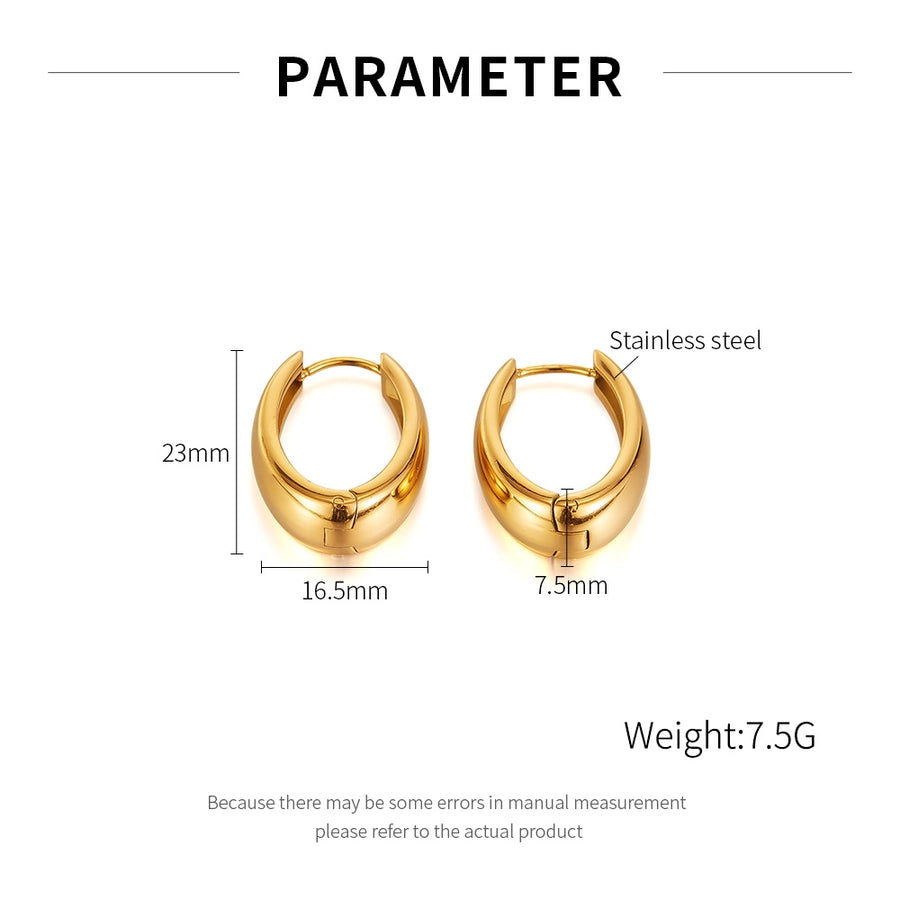1 Piece French Style Geometric 304 Stainless Steel 18K Gold Plated Earrings