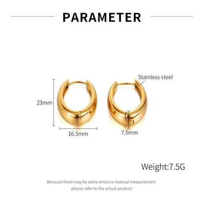 1 Piece French Style Geometric 304 Stainless Steel 18K Gold Plated Earrings