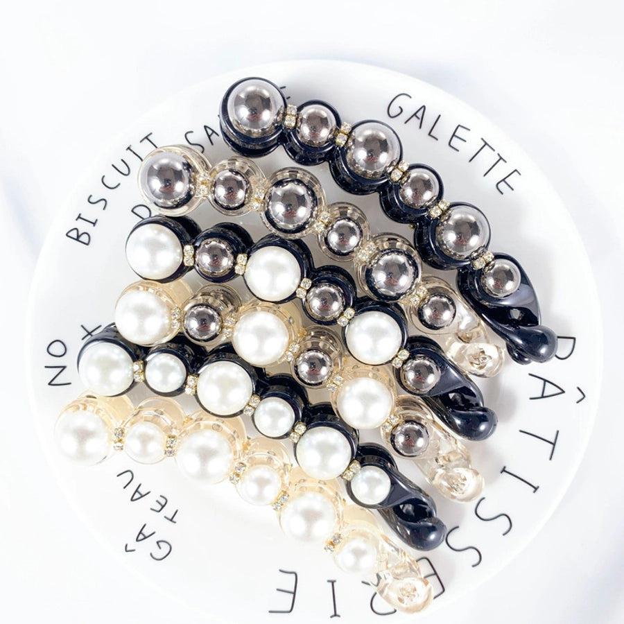 Women's Simple Style Classic Style Round Plastic Inlay Rhinestones Pearl Hair Clip