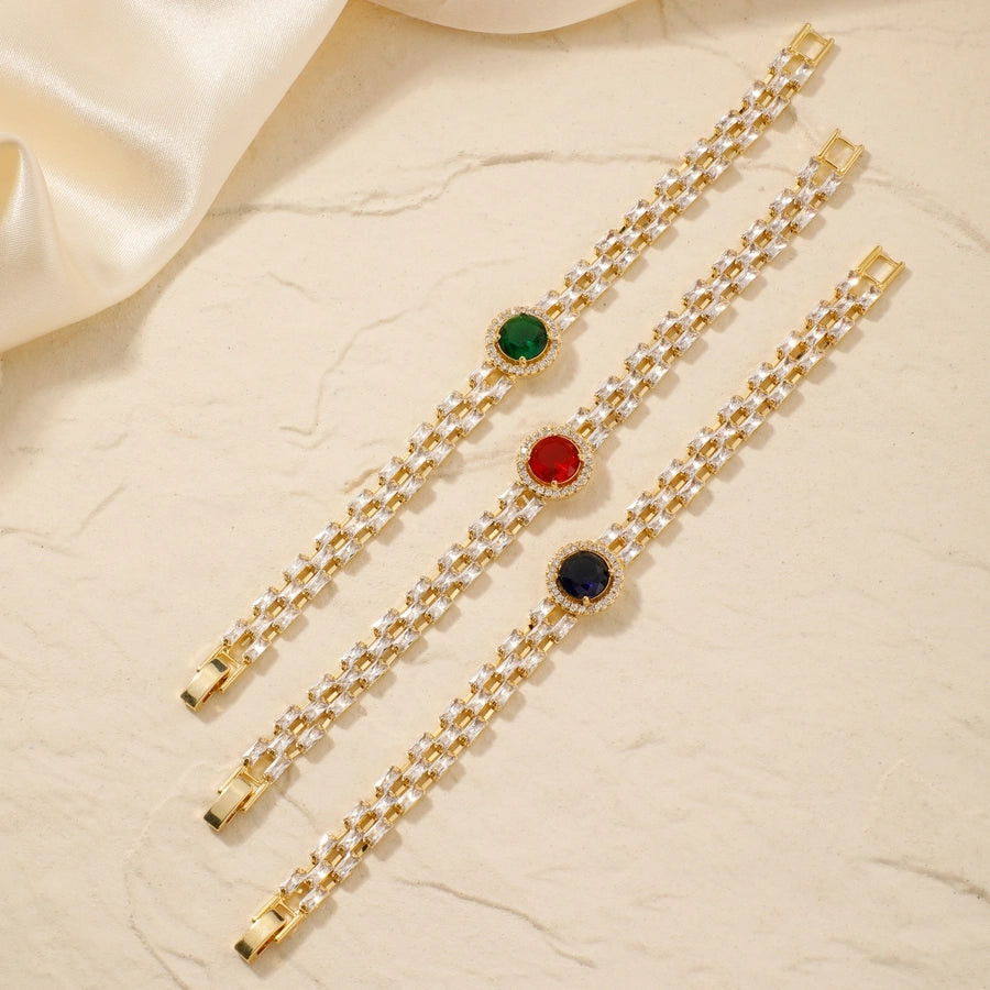 Copper K Gold Plated Inlay Water Droplets Zircon Bracelets