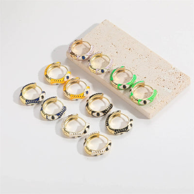 1 Pair Elegant Simple Style Commute Devil's Eye Enamel Copper 14K Gold Plated Earrings