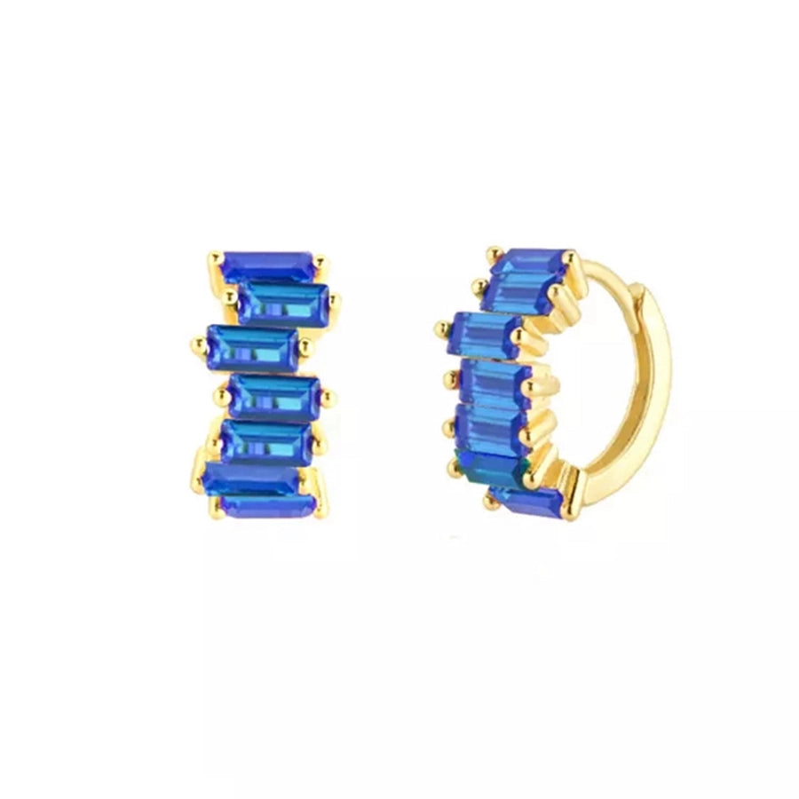 1 Pair Elegant Cute Shiny Geometric Copper Zircon 24K Gold Plated Hoop Earrings