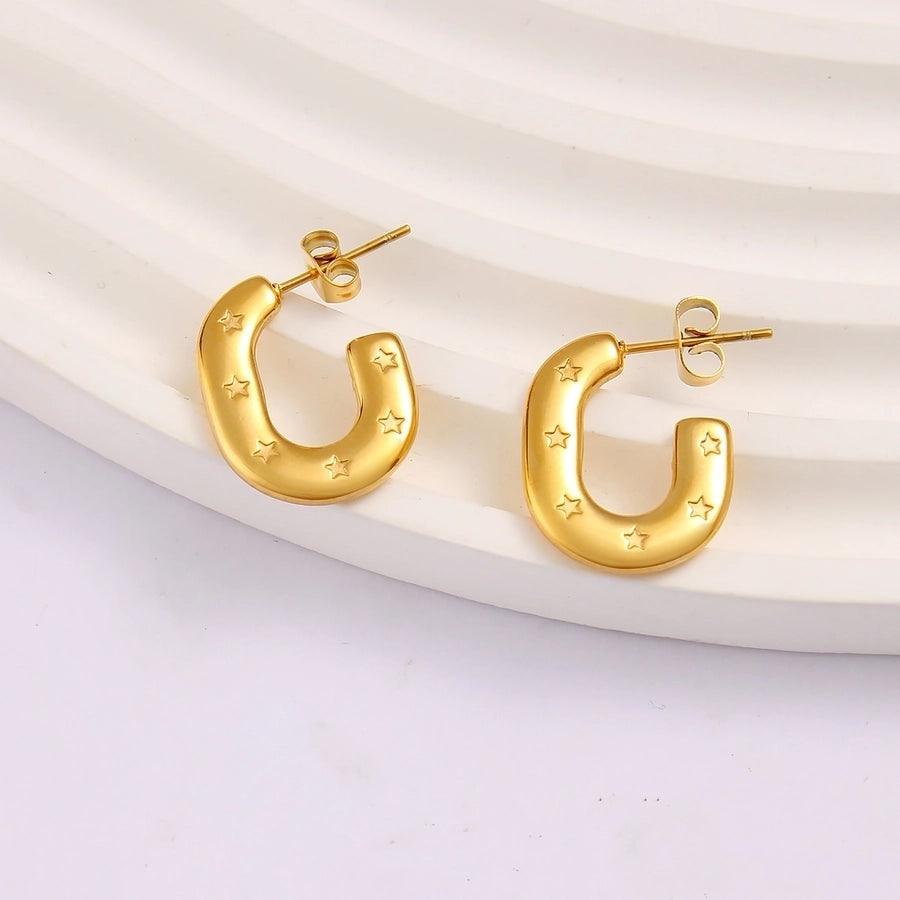 1 Pair Simple Style Commute Pentagram 304 Stainless Steel 316 Stainless Steel  18K Gold Plated Ear Studs