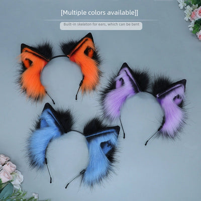 Halloween Props Spot Holy Beast Spirit Hair Accessories Japanese cosplay Accessories Simulation Beast Ear Plush Headwear