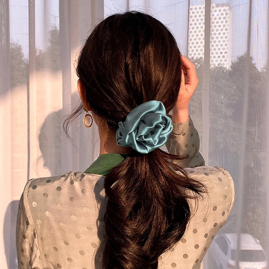 fashion rose solid color cloth hair tie