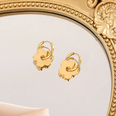 Jewelry Princess Sweet Pastoral Flower 304 Stainless Steel 18K Gold Plated Jewelry Set