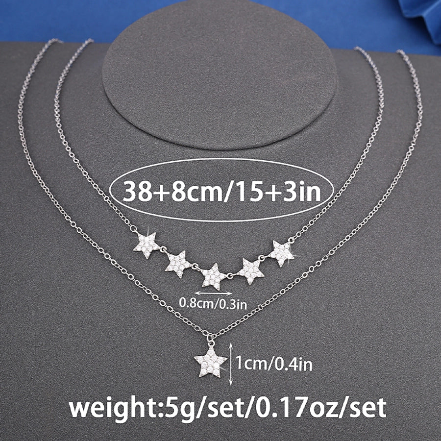 Jewelry Princess Sweet Pastoral Star Flower Butterfly Copper Zircon Imitation Gold  Necklace