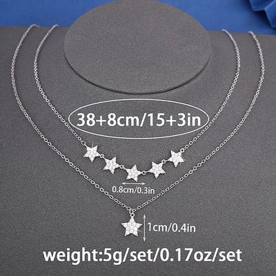 Jewelry Princess Sweet Pastoral Star Flower Butterfly Copper Zircon Imitation Gold  Necklace