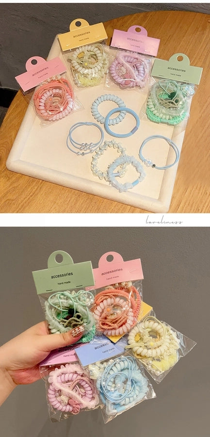 cute sweet pastoral flower rubber gauze hair tie