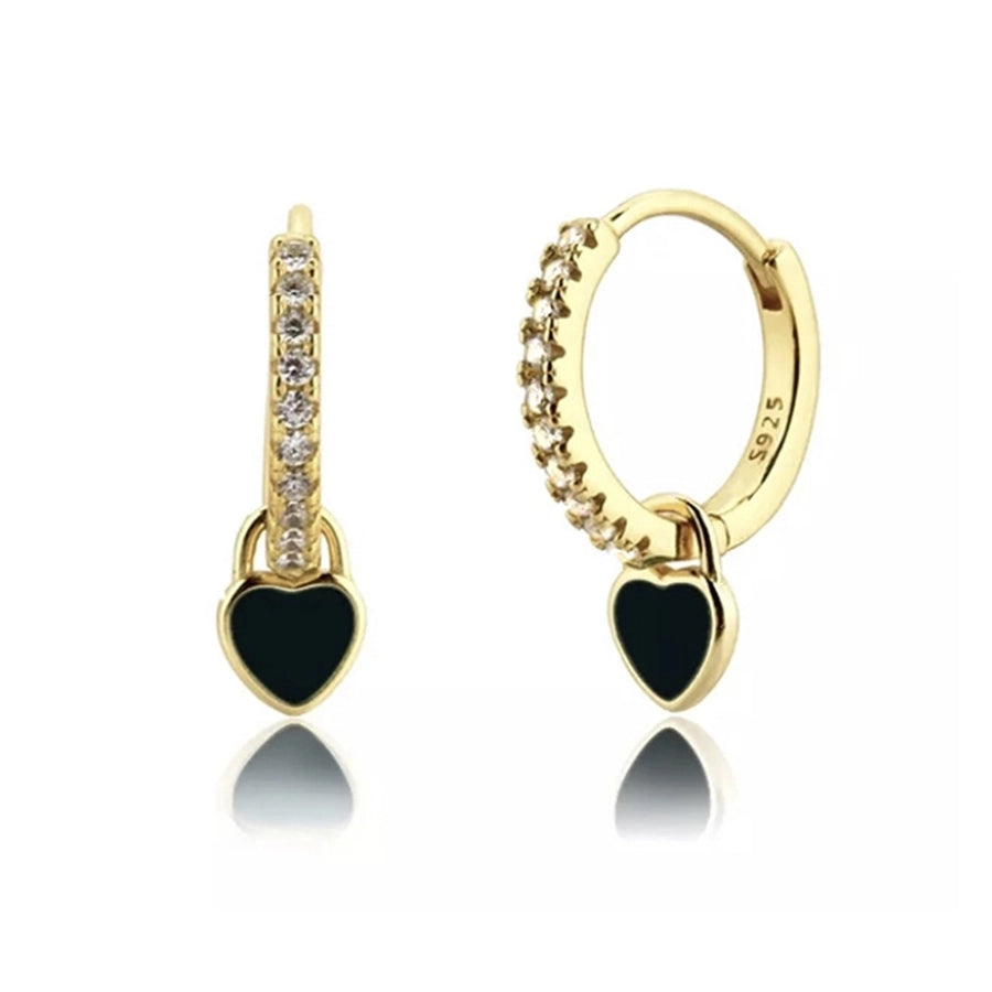 1 Pair Sweet Heart Shape Inlay Copper Zircon Drop Earrings